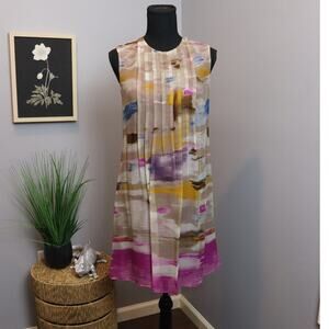 Calvin Klein Silk‎ Blend Shift Dress Size 10 Pastel Sleeveless Chic